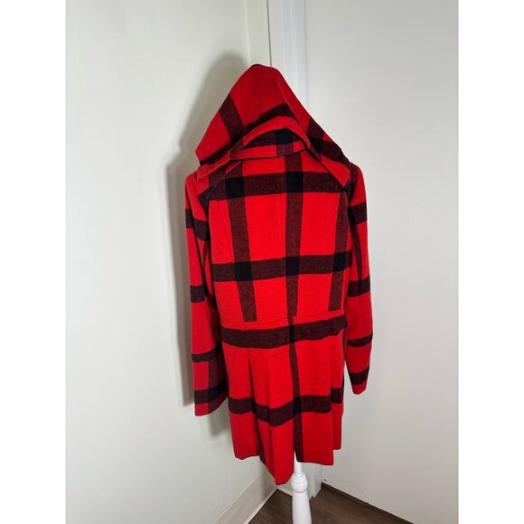 Michael Kors Red And Black Check Coat Sz 12 - Picture 3 of 4